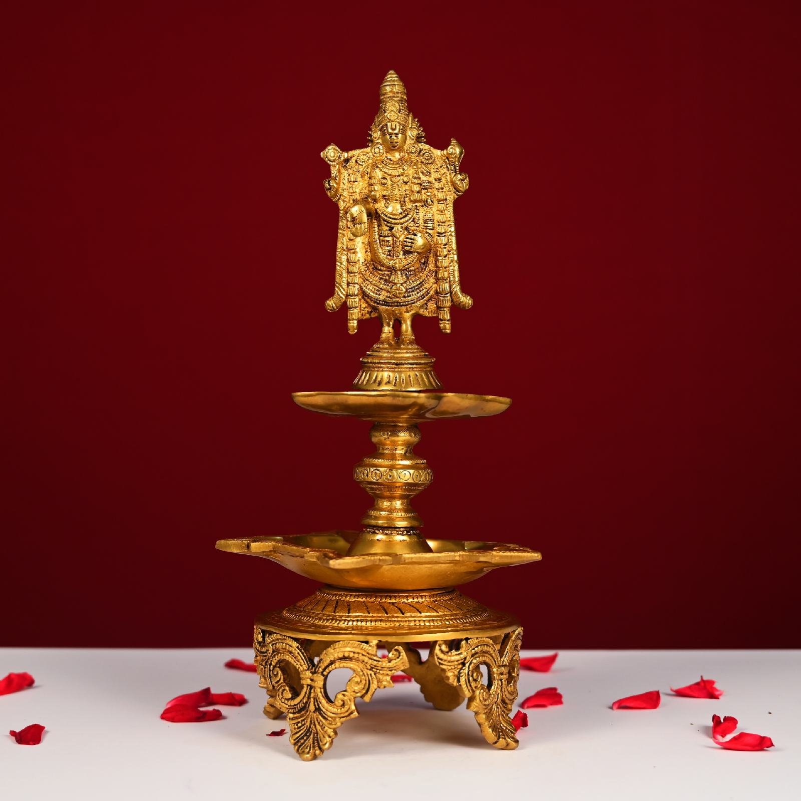 Brass Diya With Tirupati Balaji