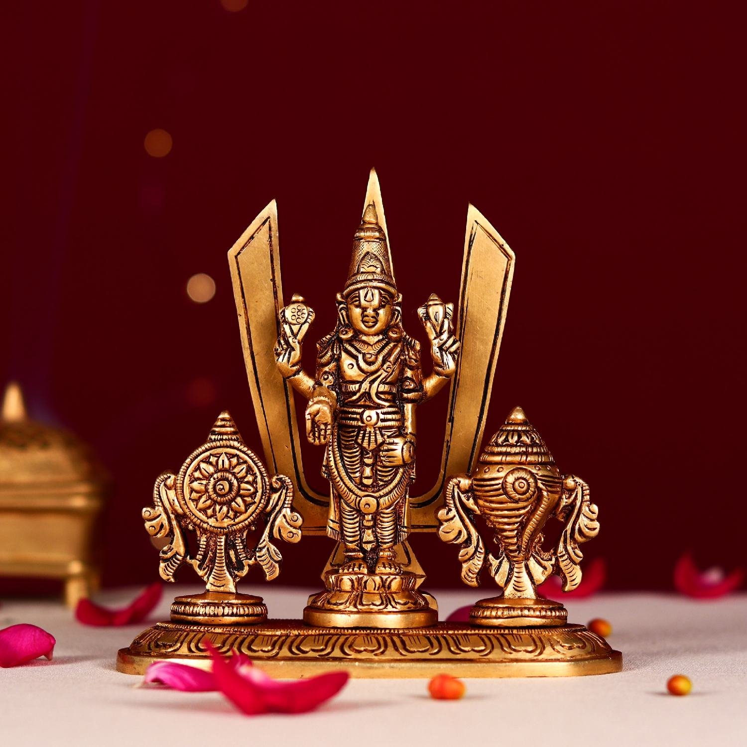 Brass Tirupati Balaji With Shankha Chakra And Namah