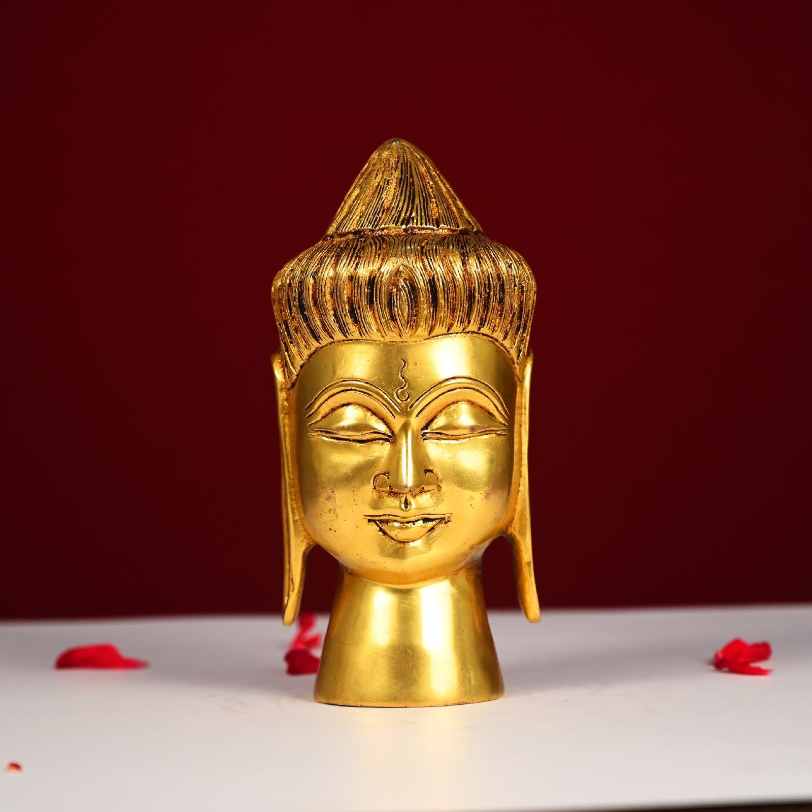 Golden Color Brass Buddha Head Statue